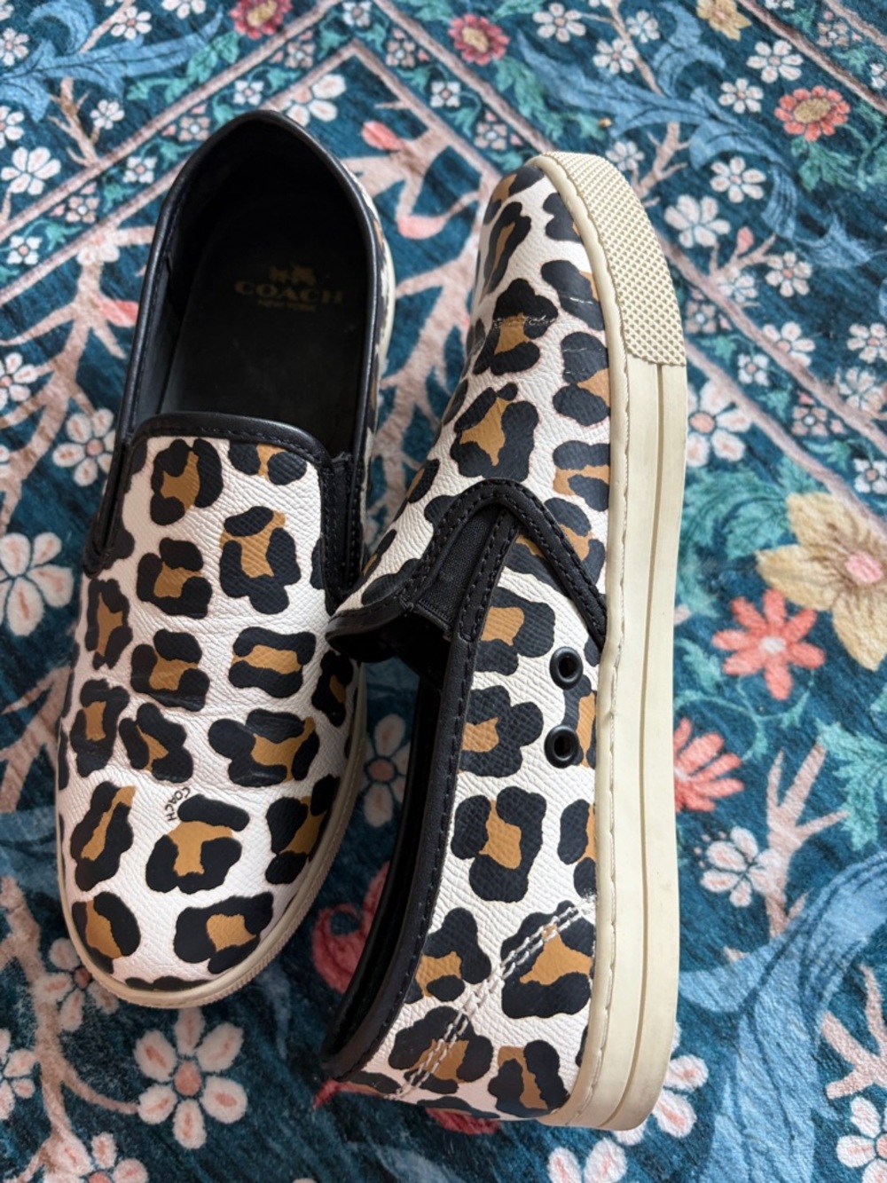 Coach White Leopard Print Slip-On Sneakers - Picture 4 of 13